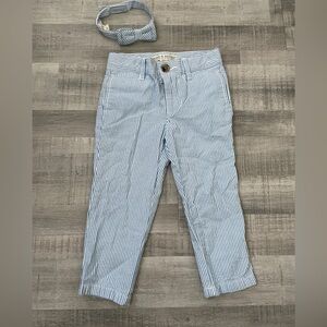 Stylish Blue Striped Kids Pants with Bow Tie
